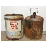 Vintage Conoco Oil Can Empty And Old Gas Can