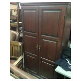 Double Door Cherry Wood Computer Armoire