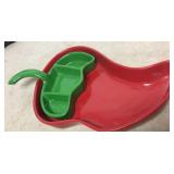 Ceramic Chili Pepper Chip N Dip Tray