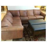 Large Left Side Leather Sectional Couch READ