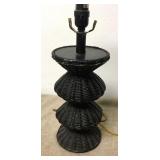 Vintage Black Wicker Tower Decorative Lamp