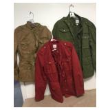Lot Of 3 Gap Military Fabric Khaki Coats