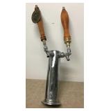 Double Headed Plumbed Chrome Tower Beer Tap