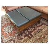 Pop Up Storage Vinyl Top Wood Ottoman