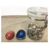 Red Stone Egg Blue Geode Container Of Specimens
