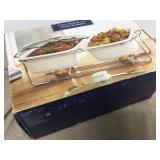 Open Box Glass Lid Porcelain Food Warmers