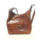 Vtg Dooney & Bourke Cognac Crocodile Shoulder Bag
