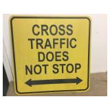 Vtg Wood Cross Traffic 24" Square Traffic Sign