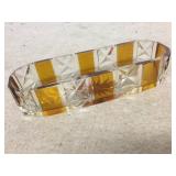 8 Inch Rare Cut To Clear Amber Glass Tray