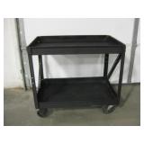 2-Tier Rolling Metal Tray Table - 36" x 24" x 32"