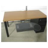 Metal Base Computer Desk - Swiveling Keyboard Tray