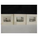 3 Matted Vtg Hudson River Lithographs 14" x 11"