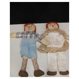 Vtg Handmade Raggedy Ann & Andy Plush Dolls