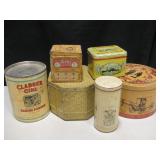 Lot Of Vintage Advertising Tins - 9" Tallest Lot Of Vintage Advertising Tins - 9" Tallest