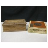 Wood Trinket Box & Vtg Paper Cigar Box