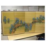 Vtg 4-Panel Japanese Silk Screen Table Divider