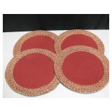 4 Woven Cotton Placemats - 14.5" Diameter