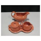 HLC Fiesta Pitcher, Tray, Sugar & Creamer