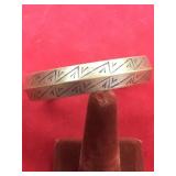 Vtg Etched Silver Washed Bangle Bracelet