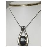 Vtg Sterling & Onyx Teardrop Pendant Vtg Sterling & Onyx Teardrop Pendant