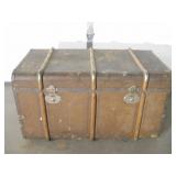 Antique Wood Steamer Trunk W/ Inner Tray