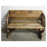 Woood Wagon Wheel Outdoor Bench