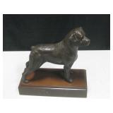 Resin Dog Statue On Wood Base - 10" Tall