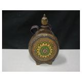 Vtg Hand Painted Wood Decanter w/ Cap