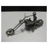 Steel Art Chopper Motorcycle w/ Rider - 16" Long