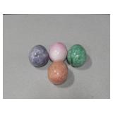 4 Carved Stone Eggs - 2.75" Long