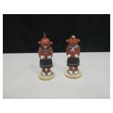 2 Sakiestewa Wood Mudhead Kachinas - 5.5" Tall