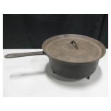 Antique #12 3-Legged Large Cast Iron Pan w/ Lid