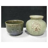 2 Stoneware Vases / Planters - Both Signed