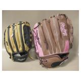 2 Rawlings Baseball Gloves 2 Rawlings Baseball Gloves