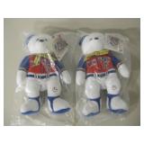 2 NOS In Plastic NY Yankee Bears Plush Toys