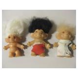 3 Vintage Troll Dolls - 4.5" Tallest w/ Hair