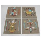 4 C. Tsosie Navajo Sand Paintings 8" x 8"