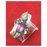 Vtg Sterling Les Baker Shop Amethyst Ring