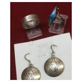 Native Sterling Lot Earrings & Rings Native Sterling Lot Earrings & Rings