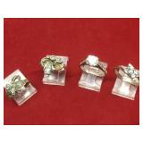Lot Of 4 Sterling Fashion Rings Lot Of 4 Sterling Fashion Rings