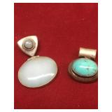 2 Vtg Sterling Pendants 1 Moonstone 1 Mexico 2 Vtg Sterling Pendants 1 Moonstone 1 Mexico