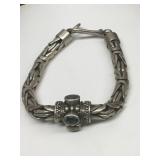 Vtg Sterling & Aquamarine Link Bracelet 54g Vtg Sterling & Aquamarine Link Bracelet 54g