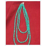 Vtg Southwest 3 Strand Turquoise Bead Necklace