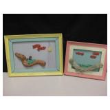 2 Vtg Cle-Jem Framed Multi-Media Art 2 Vtg Cle-Jem Framed Multi-Media Art