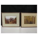 2 Framed Mountain Scene Photos - 21" x 17"