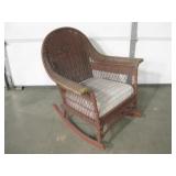 Vtg Wicker Rocking Chair w/ Padded Seat Vtg Wicker Rocking Chair w/ Padded Seat