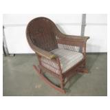 Vtg Wicker Rocking Chair w/ Padded Seat