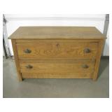 Antique Wood 2-Drawer Wood Chest w/ Key Antique Wood 2-Drawer Wood Chest w/ Key