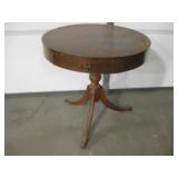 Vtg Claw Foot Round Side Table w/ Drawer 28" Tall