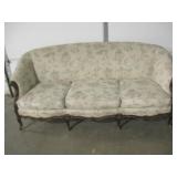 VTG 75" Carved Wood Accent Settee Sofa